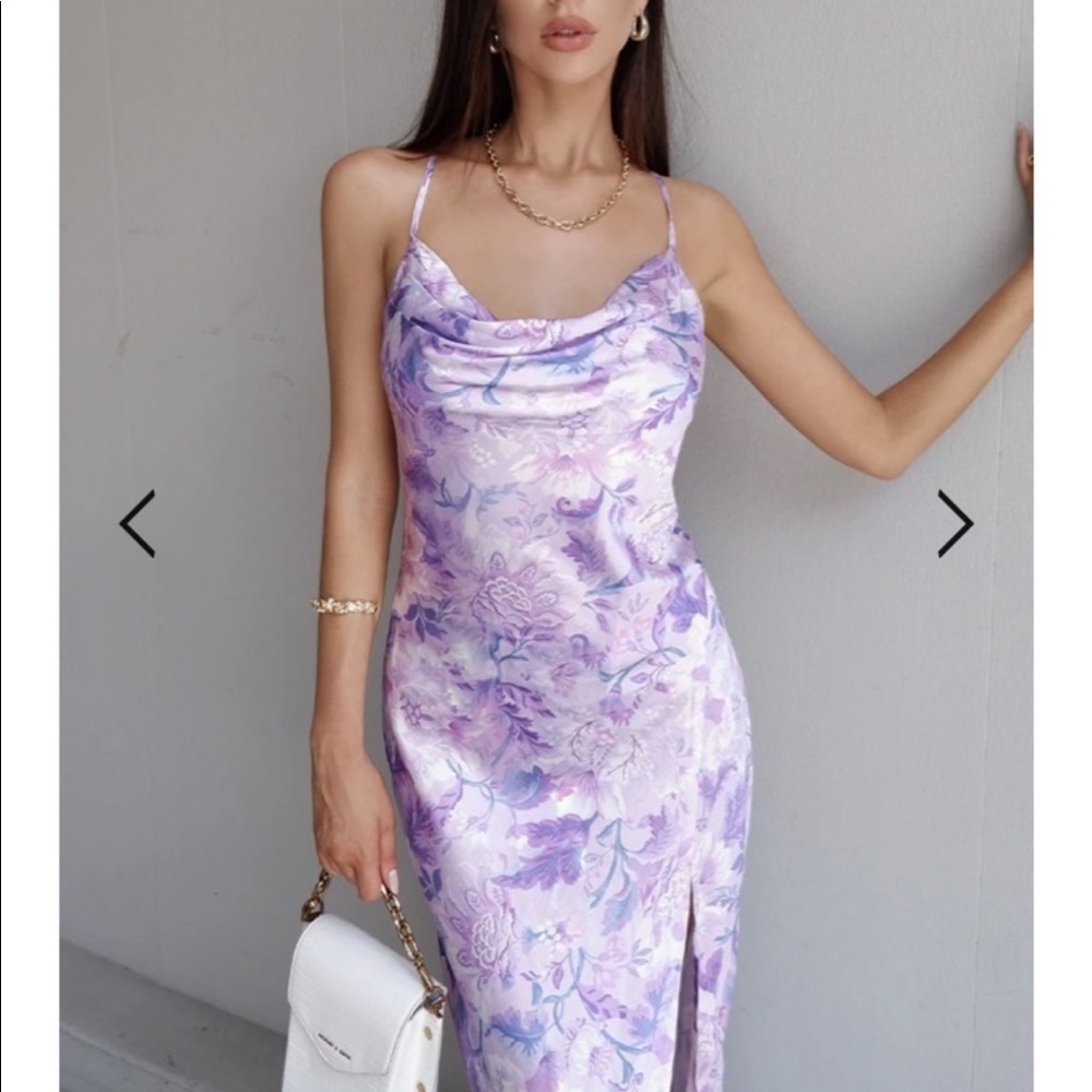 Runaway The Label WOMENS CALANTHA SLIP DRESS - LILAC FLORAL - Picture 3 of 3